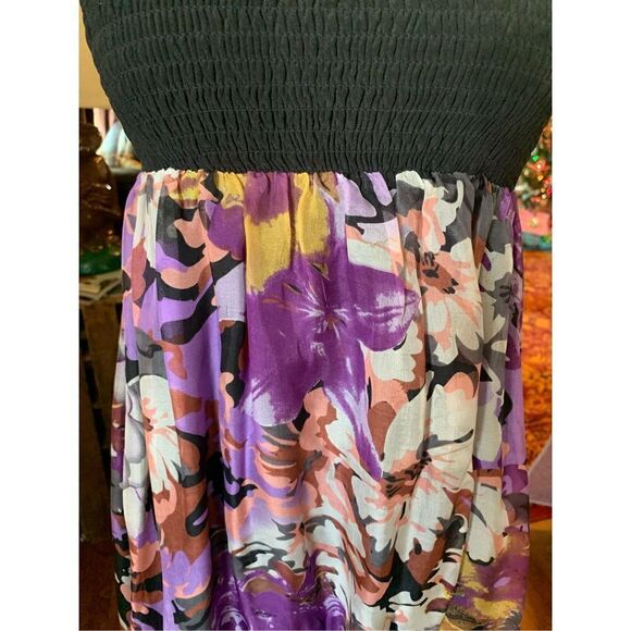 MM Couture By Miss Me Floral 100% Silk Strapless A Line Maxi Dress Women S - Picture 4 of 8